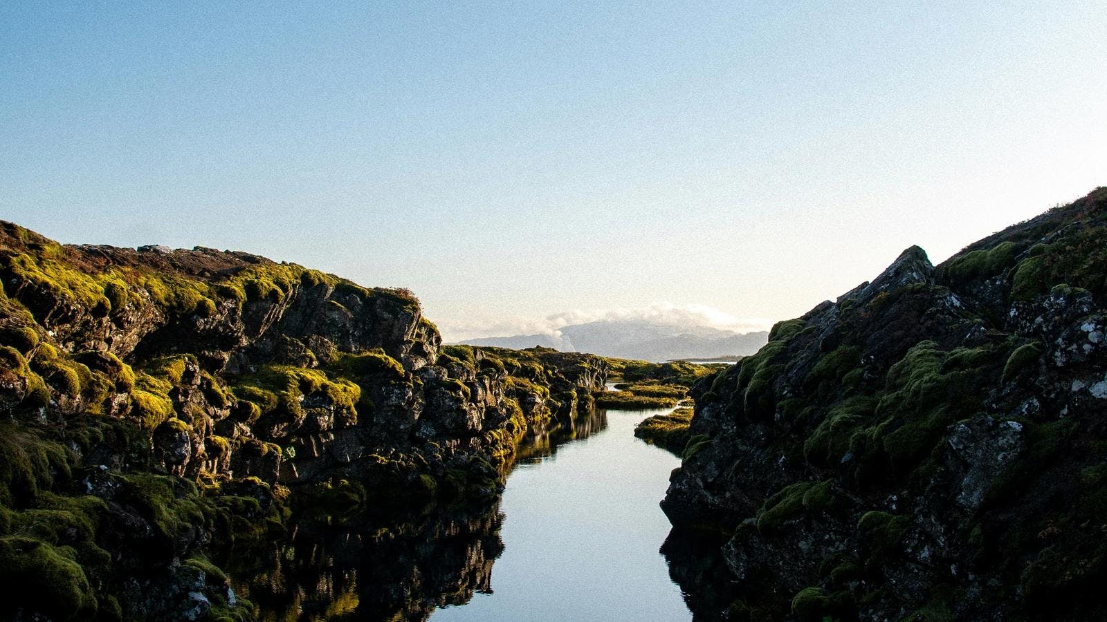 Thingvellir on a crystal clear summer day mirroring the tectonic plates